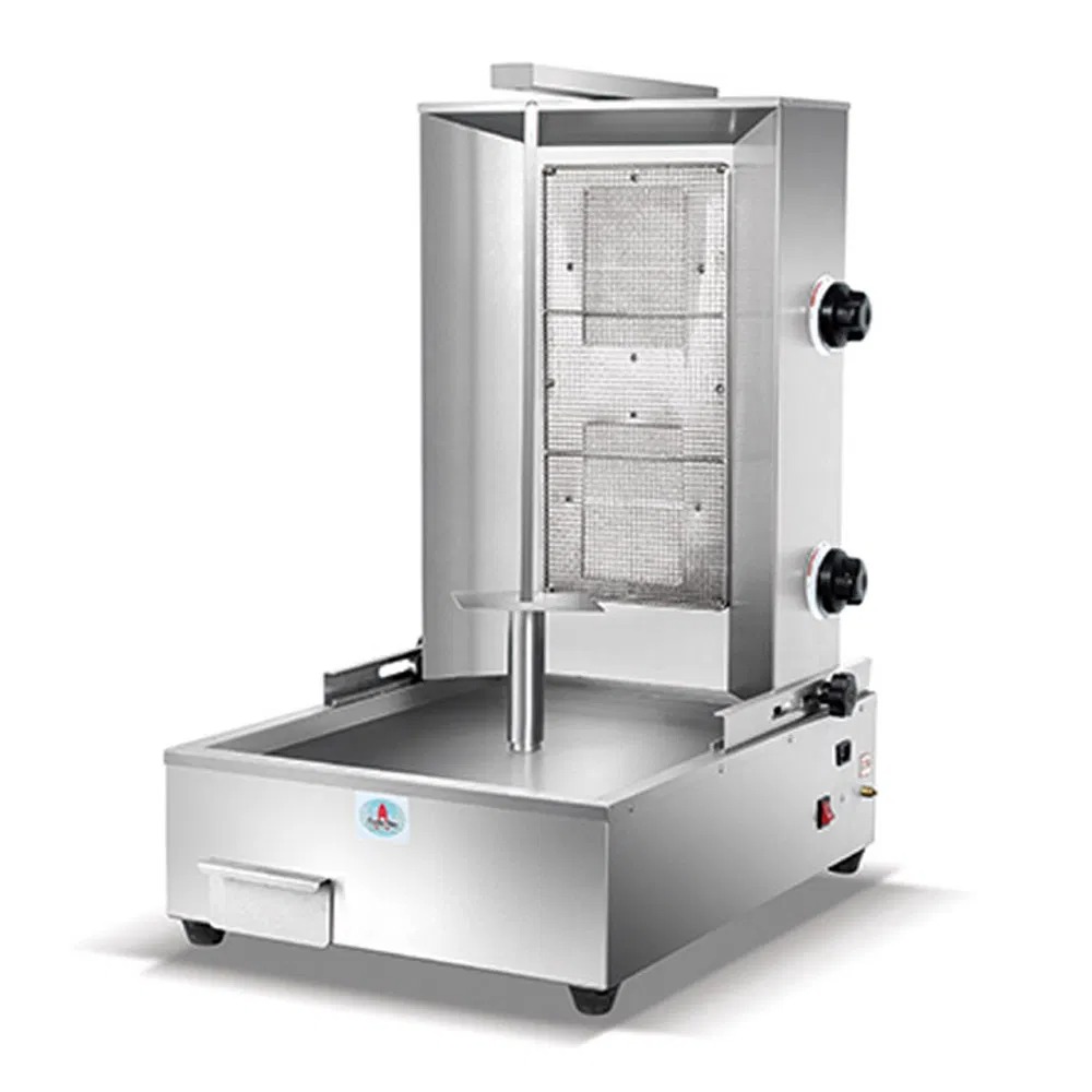 4 Burners Commercial Shawarma Machine - Gas Doner Kebab Kitchen Equipment and Meat Processing Barbecue Chicken Grill